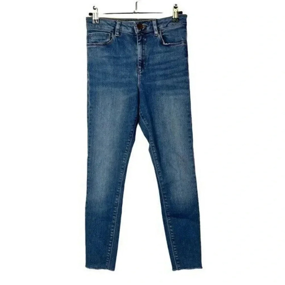 ASOS Denim - ASOS Medium Wash High Rise Raw Hem Skinny Jeans 26
